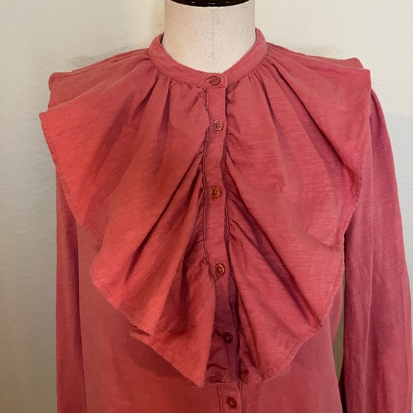 Boden 100%‎ cotton ruffle front blouse dusty rose size 6R - Picture 4 of 11